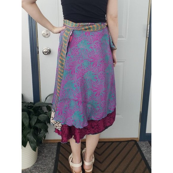 Jewel Tone‎ Silk Blend Wrap Skirt - Picture 3 of 4
